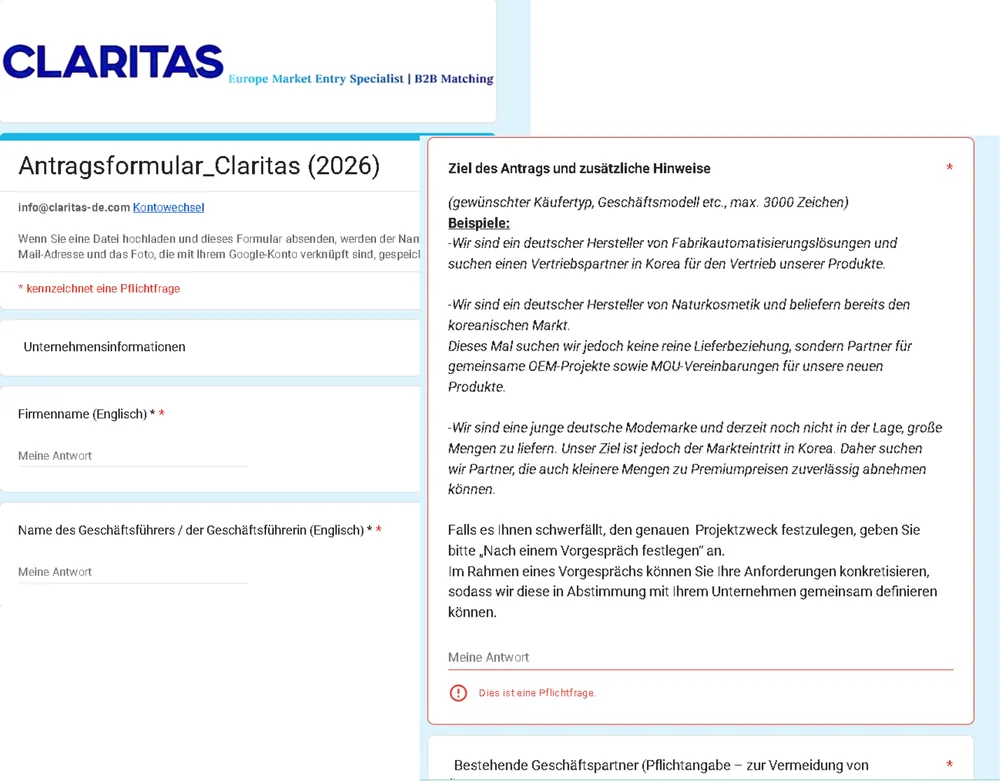 Antragsformular – Vorschau
